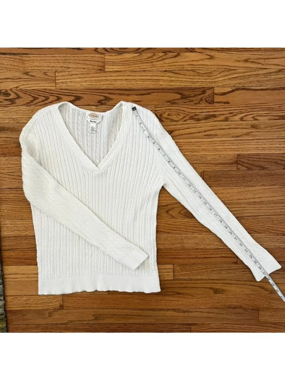 Talbots Cable Knit Sweater L Pima Cotton Light Academia Fisherman Tenniscore - Picture 12 of 12